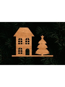 Σετ των 2 Intra απο ξύλο plywood 3mm-4mm πάχος Κτίρια αποκοπής αρχείου , σπιτιών Δίασταση 15x15 cm INTRAFABR-107621173