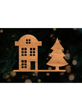 Σετ των 3 Intra απο ξύλο plywood 3mm-4mm πάχος Κτίρια αποκοπής αρχείου , σπιτιών Δίασταση 15x15 cm INTRAFABR-107621211