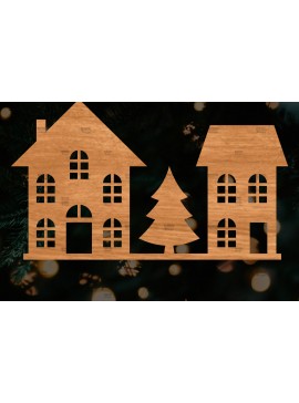 Σετ των 2 Intra απο ξύλο plywood 3mm-4mm πάχος Κτίρια αποκοπής αρχείου , σπιτιών Δίασταση 15x15 cm INTRAFABR-107621238