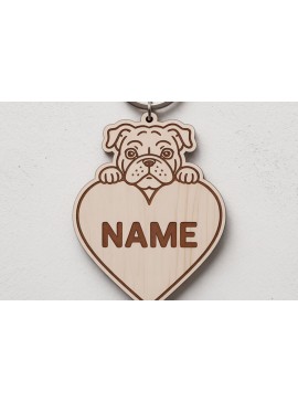 Σετ των 3 Intra απο ξύλο plywood 3mm-4mm πάχος Μπρελόκ σκυλιών μπουλντόγκ Δίασταση 6x6 cm INTRAFABR-122244928