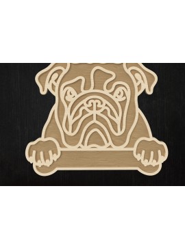 Σετ των 3 Intra απο ξύλο plywood 3mm-4mm πάχος Σχέδιο κοπής με λέιζερ περίγραμμα μπουλντόγκ Δίασταση 8x8 cm INTRAFABR-112507257