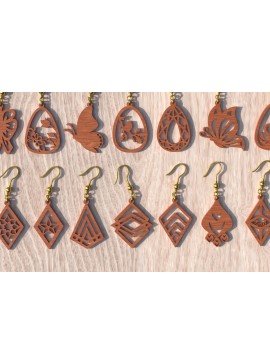 Σετ των 3 Intra απο ξύλο plywood 3mm-4mm πάχος 18 Earring , Earring  Δίασταση 3x3 cm INTRAFABR-119064918