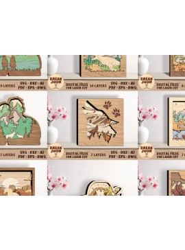 Σετ των 2 Intra απο ξύλο plywood 3mm-4mm πάχος 9 Design Multilayer Scene Art Δίασταση 30x20 cm INTRAFABR-96491182