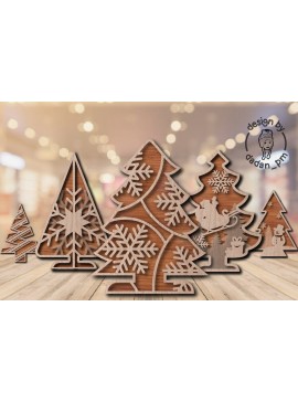 Σετ των 2 Intra απο ξύλο plywood 3mm-4mm πάχος Δέσμη Χριστουγεννιάτικου Δέντρου Δίασταση 15x15 cm INTRAFABR-104876766