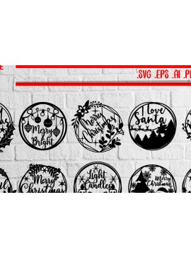 Σετ των 2 Intra απο ξύλο plywood 3mm-4mm πάχος Δέσμη | Χριστουγεννιάτικο στεφάνι κοπής με λέιζερ Δίασταση 30x20 cm INTRAFABR-48833084