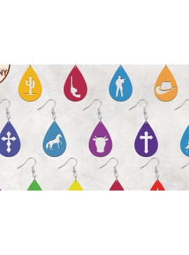 Σετ των 3 Intra απο ξύλο plywood 3mm-4mm πάχος Cowboy Boho Σκουλαρίκια Δίασταση 4x4 cm INTRAFABR-28128874