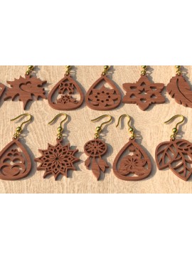 Σετ των 3 Intra απο ξύλο plywood 3mm-4mm πάχος Σκουλαρίκι 12 Styles Glowforge Δίασταση 3x3 cm INTRAFABR-119064778