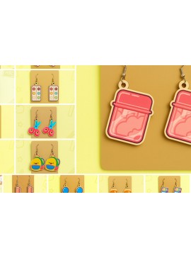 Σετ των 3 Intra απο ξύλο plywood 3mm-4mm πάχος Σκουλαρίκια - Back to School Δίασταση 2x2 cm INTRAFABR-124974663