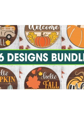 Σετ των 2 Intra απο ξύλο plywood 3mm-4mm πάχος Hello Fall Door Sign Cut File Δίασταση 30x30 cm INTRAFABR-100632943