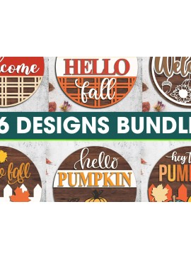 Σετ των 2 Intra απο ξύλο plywood 3mm-4mm πάχος Hello Fall Door Sign Cut File Δίασταση 30x30 cm INTRAFABR-100632126