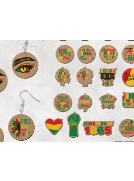 Σετ των 3 Intra απο ξύλο plywood 3mm-4mm πάχος Juneteenth 1865 Earrings Δίασταση 2x2 cm INTRAFABR-30865882