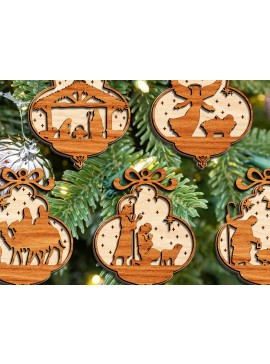 Σετ των 3 Intra απο ξύλο plywood 3mm-4mm πάχος κοπής με λέιζερ δέσμη στολίδι της Γέννησης Δίασταση 8x8 cm INTRAFABR-104631582