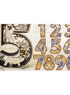 Σετ των 2 Intra απο ξύλο plywood 3mm-4mm πάχος NUMBERS Πολυστρωματικό κοπής με λέιζερ Δίασταση 15x15 cm INTRAFABR-11916153