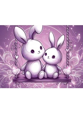 Σετ των 3 Intra απο ξύλο plywood 3mm-4mm πάχος Δέσμη ενός αξιολάτρευτου κουνελιού ζευγαριού στο Lo Δίασταση 8x8 cm INTRAFABR-98024393