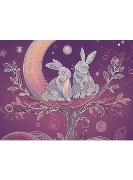 Σετ των 3 Intra απο ξύλο plywood 3mm-4mm πάχος Δέσμη ενός αξιολάτρευτου κουνελιού ζευγαριού στο Th Δίασταση 8x8 cm INTRAFABR-98024049