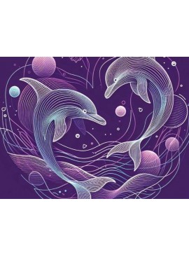 Σετ των 3 Intra απο ξύλο plywood 3mm-4mm πάχος Δέσμη των δελφινιών αγάπης στη βαθιά θάλασσα Δίασταση 8x8 cm INTRAFABR-98022235