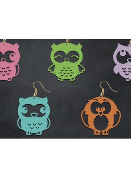 Σετ των 3 Intra απο ξύλο plywood 3mm-4mm πάχος Owls Earrings Δίασταση 4x4 cm INTRAFABR-29360599