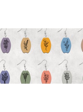 Σετ των 3 Intra απο ξύλο plywood 3mm-4mm πάχος Σκουλαρίκια Boho Wild Flower Δίασταση 2x2 cm INTRAFABR-28641285