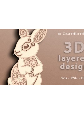 Σετ των 2 Intra απο ξύλο plywood 3mm-4mm πάχος Πρότυπο τρισδιάστατης λαγουδάκι Δίασταση 30x20 cm INTRAFABR-14620794