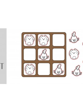 Σετ των 3 Intra απο ξύλο plywood 3mm-4mm πάχος  Board Game Bunny and Chick Δίασταση 15x15 cm INTRAFABR-9254987