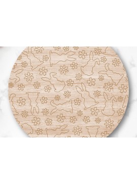 Σετ των 3 Intra απο ξύλο plywood 3mm-4mm πάχος Μοτίβο βαθμολογίας λέιζερ Bunny and Flowers Δίασταση 9x9 cm INTRAFABR-117300465