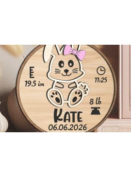 Σετ των 2 Intra απο ξύλο plywood 3mm-4mm πάχος Ανακοίνωση Bunny Baby Round Board Δίασταση 15x15 cm INTRAFABR-117378563