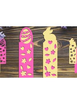 Σετ των 3 Intra απο ξύλο plywood 3mm-4mm πάχος Bunny Bookmark , Πασχαλινό αυγό Papercut Δίασταση 2x7 cm INTRAFABR-91451104
