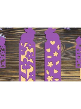 Σετ των 3 Intra απο ξύλο plywood 3mm-4mm πάχος Bunny Bookmark , Πασχαλινό χαρτί Δίασταση 2x7 cm INTRAFABR-91450626