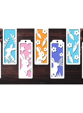 Σετ των 2 Intra απο ξύλο plywood 3mm-4mm πάχος Bunny Bookmarks Paper Cut Cut  Δίασταση 15x15 cm INTRAFABR-119111933