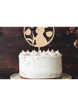 Σετ των 2 Intra απο ξύλο plywood 3mm-4mm πάχος Bunny Cake Topper I Cake Topper Δίασταση 15x15 cm INTRAFABR-119584165