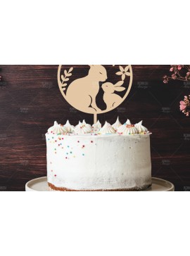 Σετ των 2 Intra απο ξύλο plywood 3mm-4mm πάχος Bunny Cake Topper I Cake Topper Δίασταση 15x15 cm INTRAFABR-119584114