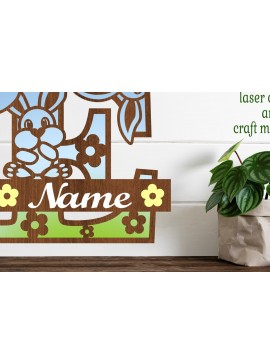 Σετ των 2 Intra απο ξύλο plywood 3mm-4mm πάχος Κουνελάκι κεφαλαίο μονόγραμμα Γράμμα E Δίασταση 30x20 cm INTRAFABR-72791873