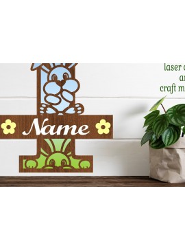 Intra απο ξύλο plywood 3mm-4mm πάχος Κουνελάκι κεφαλαίο μονόγραμμα Γράμμα I Δίασταση 30x20 cm INTRAFABR-72791943