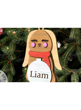 Σετ των 3 Intra απο ξύλο plywood 3mm-4mm πάχος Χριστουγεννιάτικο στολίδι Λαγουδάκι με λέιζερ Δίασταση 8x8 cm INTRAFABR-111210085