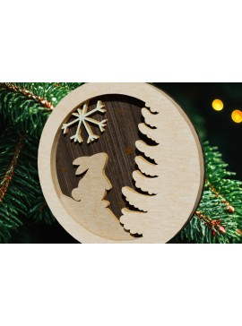 Σετ των 3 Intra απο ξύλο plywood 3mm-4mm πάχος Κουνελάκι κομμένο παιχνιδιών για χριστουγεννιάτικο δέντρο Δίασταση 2x2 cm INTRAFABR-108350421