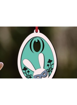 Σετ των 3 Intra απο ξύλο plywood 3mm-4mm πάχος Λαγουδάκι Πασχαλινό γράμμα O Egg Basket Tag Δίασταση 8x8 cm INTRAFABR-118766318