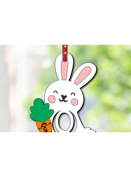 Σετ των 3 Intra απο ξύλο plywood 3mm-4mm πάχος Πασχαλινό λαγουδάκι Διακοσμητικό γράμμα Q Δίασταση 8x8 cm INTRAFABR-113150042