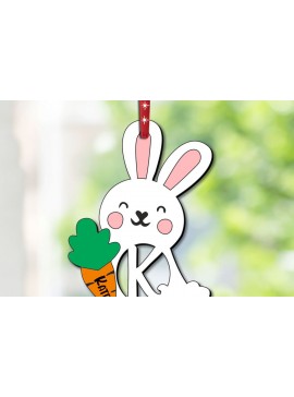 Σετ των 3 Intra απο ξύλο plywood 3mm-4mm πάχος Κουνελάκι Πασχαλινό Στολίδι Επιστολή K Δώρο Δίασταση 8x8 cm INTRAFABR-113072684