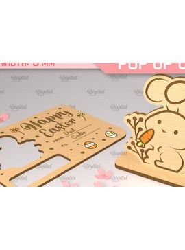 Σετ των 2 Intra απο ξύλο plywood 3mm-4mm πάχος Πασχαλινή αναδυόμενη κάρτα λαγουδάκι με λέιζερ Δίασταση 15x15 cm INTRAFABR-90349395