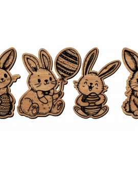 Σετ των 3 Intra απο ξύλο plywood 3mm-4mm πάχος Bunny Easter 3d Πάσχα Δίασταση 8x8 cm INTRAFABR-112163008