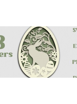 Σετ των 2 Intra απο ξύλο plywood 3mm-4mm πάχος Αυγά και λουλούδια λαγουδάκι 3 στρώσεις Δίασταση 15x15 cm INTRAFABR-117820669