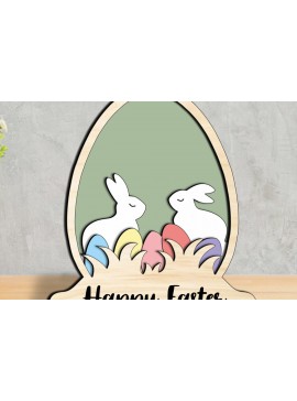 Σετ των 3 Intra απο ξύλο plywood 3mm-4mm πάχος Bunny Eggs Πασχαλινή διακόσμηση σπιτιού Globe Δίασταση 15x15 cm INTRAFABR-119076094