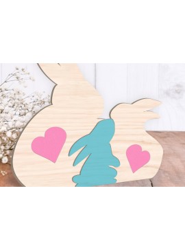 Σετ των 2 Intra απο ξύλο plywood 3mm-4mm πάχος Οικογενειακό παζλ Bunny. κοπής με λέιζερ. Δίασταση 15x15 cm INTRAFABR-112591934