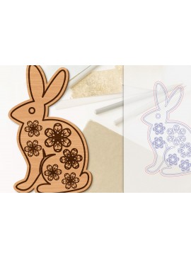 Σετ των 3 Intra απο ξύλο plywood 3mm-4mm πάχος Λουλούδι λαγουδάκι με λέιζερ Δίασταση 15x15 cm INTRAFABR-118075763