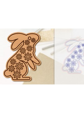 Σετ των 2 Intra απο ξύλο plywood 3mm-4mm πάχος Λουλούδι λαγουδάκι με λέιζερ Δίασταση 15x15 cm INTRAFABR-118075775