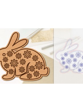 Σετ των 2 Intra απο ξύλο plywood 3mm-4mm πάχος Λουλούδι λαγουδάκι με λέιζερ Δίασταση 15x15 cm INTRAFABR-118075777