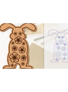 Σετ των 2 Intra απο ξύλο plywood 3mm-4mm πάχος Λουλούδι λαγουδάκι με λέιζερ Δίασταση 15x15 cm INTRAFABR-118075739