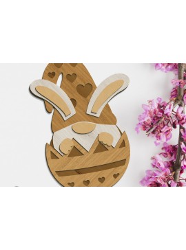 Σετ των 3 Intra απο ξύλο plywood 3mm-4mm πάχος Bunny Gnome στο πρότυπο κοπής με λέιζερ αυγών Δίασταση 4x4 cm INTRAFABR-90744518