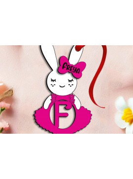 Σετ των 3 Intra απο ξύλο plywood 3mm-4mm πάχος Bunny Letter F Πασχαλινό Καλάθι Ετικέτα  Δίασταση 8x8 cm INTRAFABR-114366818