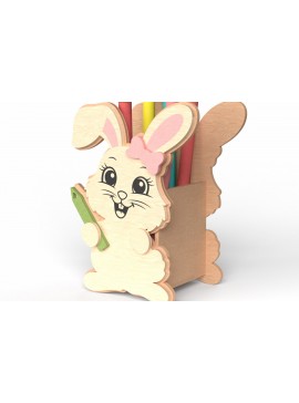Σετ των 2 Intra απο ξύλο plywood 3mm-4mm πάχος Bunny Pencil Holder – Χαριτωμένο δώρο Δίασταση 15x15 cm INTRAFABR-118999360